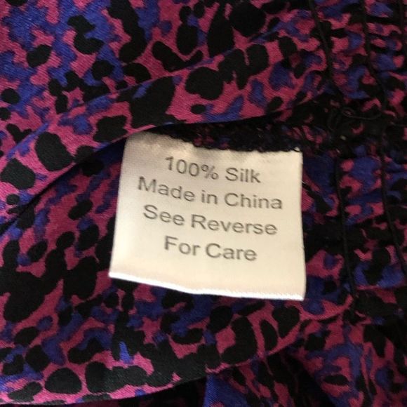 Parker Silk Printed Purple Pink Blouson Smocked Waist Blouse Top - Picture 10 of 12